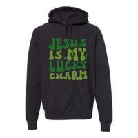 Jesus Is My Lucky Charm Groovy Christian St Patricks Day Premium Hoodie