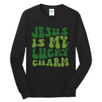 Jesus Is My Lucky Charm Groovy Christian St Patricks Day Tall Long Sleeve T-Shirt