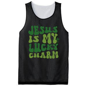 Jesus Is My Lucky Charm Groovy Christian St Patricks Day Mesh Reversible Basketball Jersey Tank