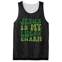 Jesus Is My Lucky Charm Groovy Christian St Patricks Day Mesh Reversible Basketball Jersey Tank