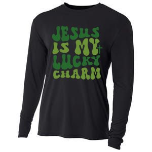 Jesus Is My Lucky Charm Groovy Christian St Patricks Day Cooling Performance Long Sleeve Crew