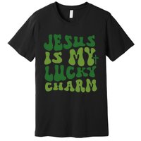 Jesus Is My Lucky Charm Groovy Christian St Patricks Day Premium T-Shirt