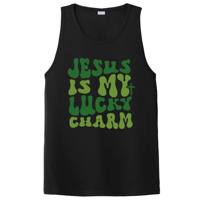 Jesus Is My Lucky Charm Groovy Christian St Patricks Day PosiCharge Competitor Tank