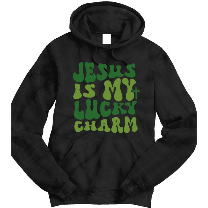 Jesus Is My Lucky Charm Groovy Christian St Patricks Day Tie Dye Hoodie