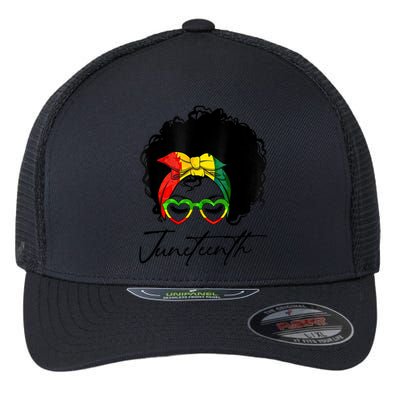 Juneteenth Is My Independence Day Black Messy Bun Funny Gift Flexfit Unipanel Trucker Cap