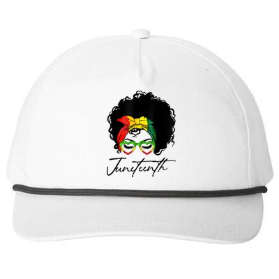 Juneteenth Is My Independence Day Black Messy Bun Funny Gift Snapback Five-Panel Rope Hat