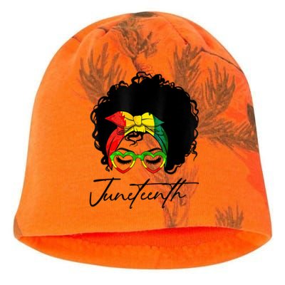 Juneteenth Is My Independence Day Black Messy Bun Funny Gift Kati - Camo Knit Beanie