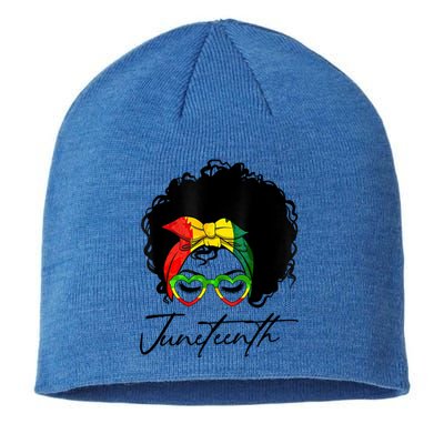 Juneteenth Is My Independence Day Black Messy Bun Funny Gift Sustainable Beanie