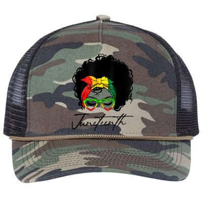 Juneteenth Is My Independence Day Black Messy Bun Funny Gift Retro Rope Trucker Hat Cap