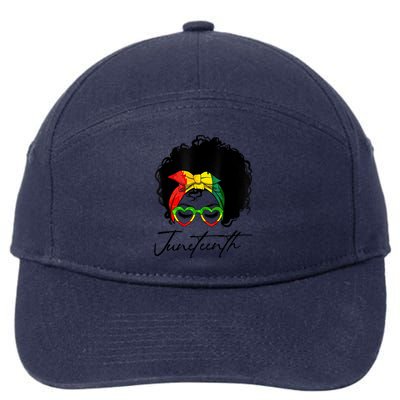 Juneteenth Is My Independence Day Black Messy Bun Funny Gift 7-Panel Snapback Hat