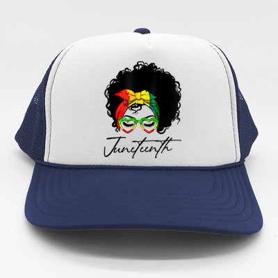 Juneteenth Is My Independence Day Black Messy Bun Funny Gift Trucker Hat