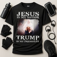 Jesus Is My Savior Trump Is My President Cooling Performance Crew T-Shirt