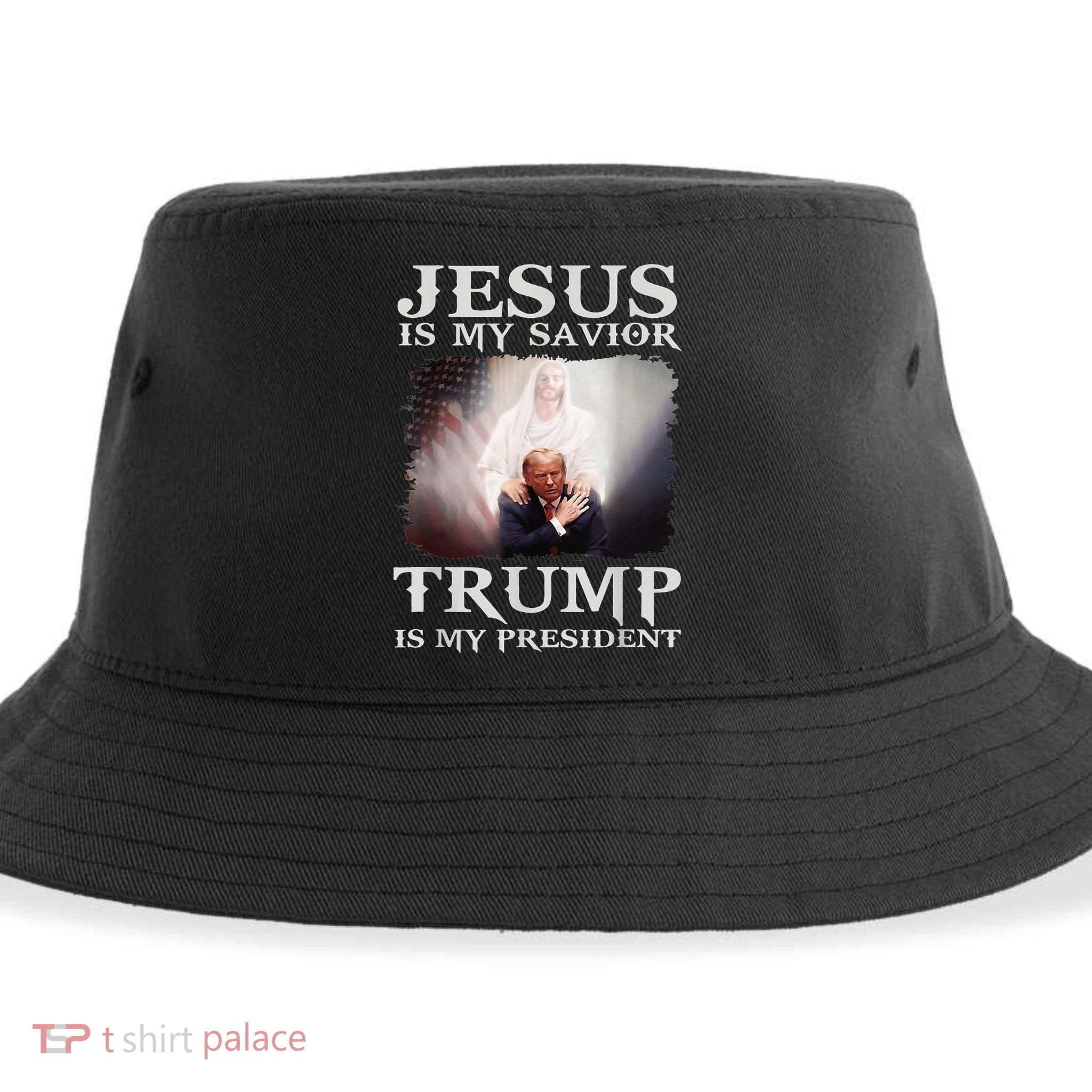 Jesus Is My Savior Trump Is My President Sustainable Bucket Hat