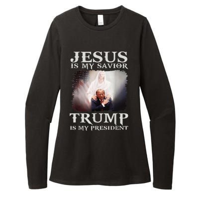 Jesus Is My Savior Trump Is My President Womens CVC Long Sleeve Shirt