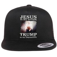 Jesus Is My Savior Trump Is My President Flat Bill Trucker Hat