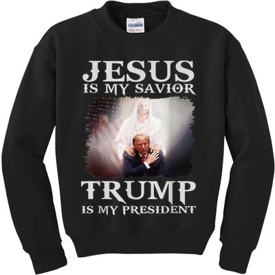 Jesus Is My Savior Trump Is My President Kids Sweatshirt