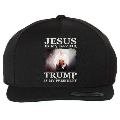 Jesus Is My Savior Trump Is My President Wool Snapback Cap