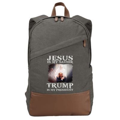 Jesus Is My Savior Trump Is My President Cotton Canvas Backpack