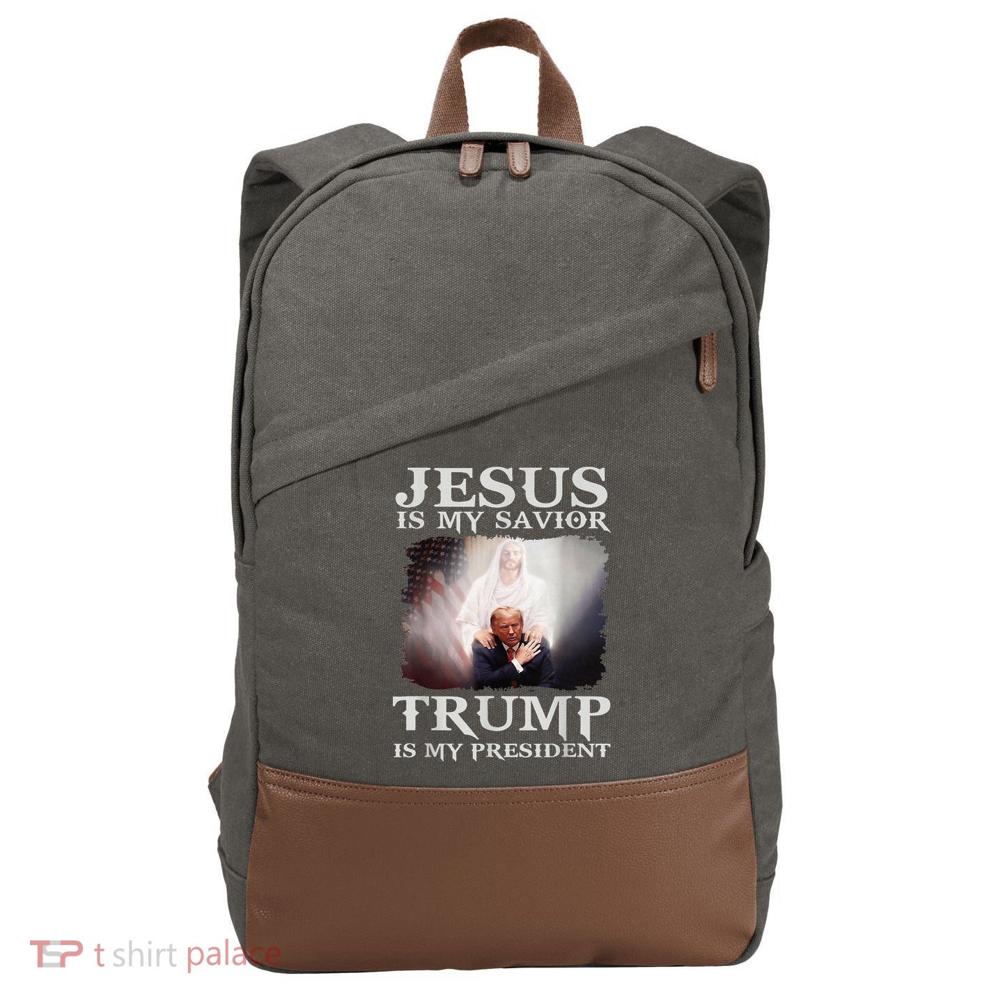 Jesus Is My Savior Trump Is My President Cotton Canvas Backpack