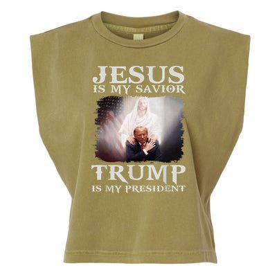Jesus Is My Savior Trump Is My President Garment-Dyed Women's Muscle Tee