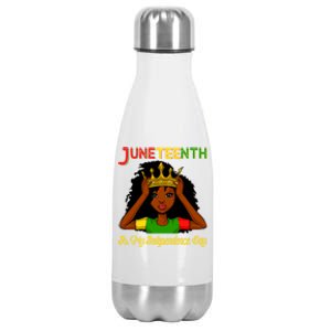 Juneteenth Is My Independence Day Gift Black Black Queen Gift Stainless Steel Insulated Water Bottle