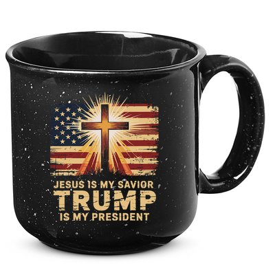 Jesus Is My Savior Trump Is My President Biblical 15oz Campfire Ceramic Mug