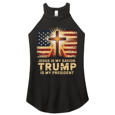 Jesus Is My Savior Trump Is My President Biblical Women's Perfect Tri Rocker Tank