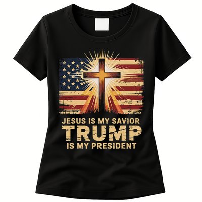 Jesus Is My Savior Trump Is My President Biblical Womens T-Shirt
