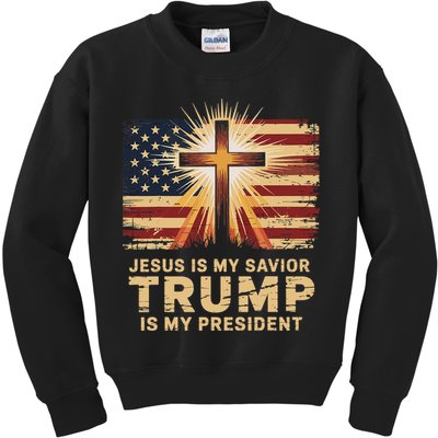 Jesus Is My Savior Trump Is My President Biblical Kids Sweatshirt