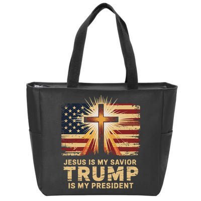 Jesus Is My Savior Trump Is My President Biblical Zip Tote Bag