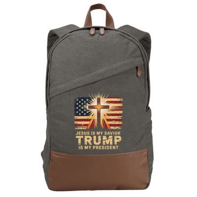 Jesus Is My Savior Trump Is My President Biblical Cotton Canvas Backpack
