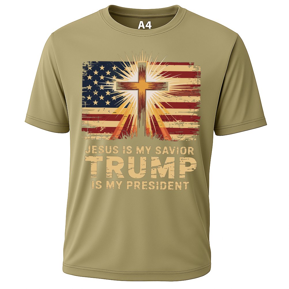 Jesus Is My Savior Trump Is My President Biblical Cooling Performance Crew T-Shirt