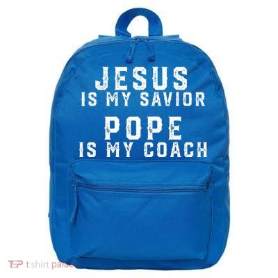 Jesus Is My Savior Pope Is My Coach 16 in Basic Backpack