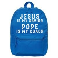 Jesus Is My Savior Pope Is My Coach 16 in Basic Backpack