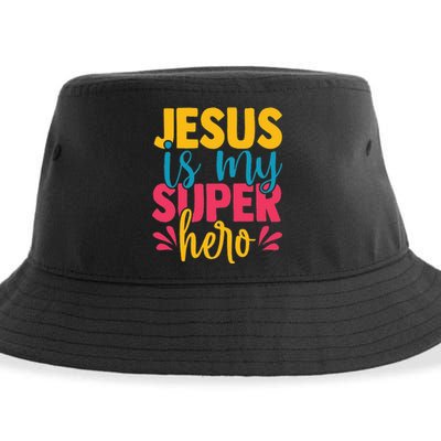 Jesus Is My Superhero Christian Kids Cute Powerful Love God Sustainable Bucket Hat