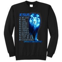 Jesus Is My God King My Lord My Savior Blue Lion Christian Sweatshirt