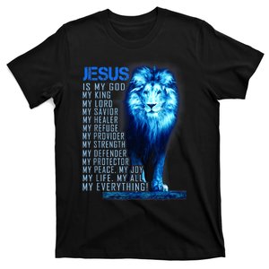 Jesus Is My God King My Lord My Savior Blue Lion Christian T-Shirt