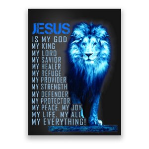 Jesus Is My God King My Lord My Savior Blue Lion Christian Poster