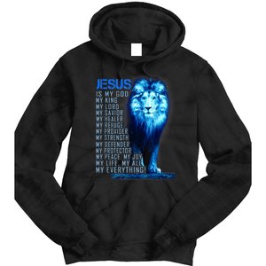 Jesus Is My God King My Lord My Savior Blue Lion Christian Tie Dye Hoodie