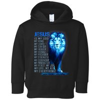 Jesus Is My God King My Lord My Savior Blue Lion Christian Toddler Hoodie