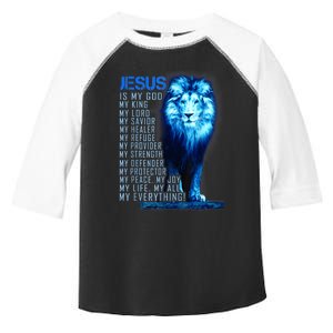 Jesus Is My God King My Lord My Savior Blue Lion Christian Toddler Fine Jersey T-Shirt