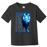 Jesus Is My God King My Lord My Savior Blue Lion Christian Toddler T-Shirt