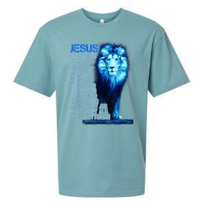 Jesus Is My God King My Lord My Savior Blue Lion Christian Sueded Cloud Jersey T-Shirt