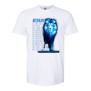 Jesus Is My God King My Lord My Savior Blue Lion Christian Softstyle CVC T-Shirt