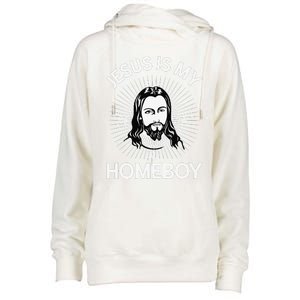 Jesus Is My Homeboy Funny Christian Bible Womens Funnel Neck Pullover Hood