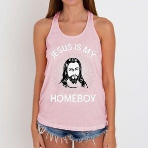 Jesus Is My Homeboy Funny Christian Bible Women's Knotted Racerback Tank