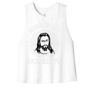 Jesus Is My Homeboy Funny Christian Bible Women's Racerback Cropped Tank