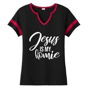 Jesus Is My Homie Faith Christian Love God Religious Quote Ladies Halftime Notch Neck Tee