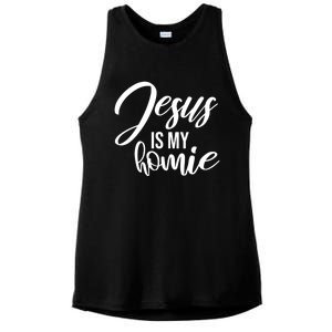 Jesus Is My Homie Faith Christian Love God Religious Quote Ladies PosiCharge Tri-Blend Wicking Tank