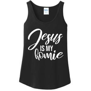 Jesus Is My Homie Faith Christian Love God Religious Quote Ladies Essential Tank